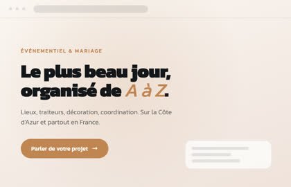 Maquette de site pour une agence d'événementiel
